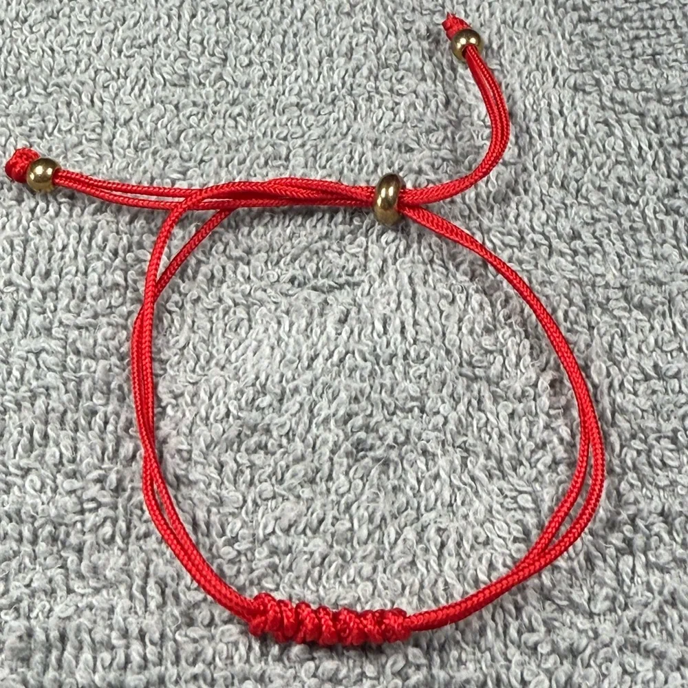 Red Cord Bracelet with Gold Beads